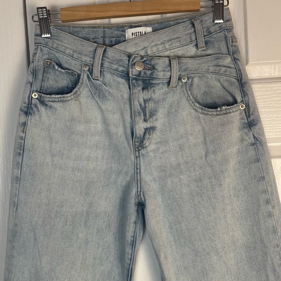 Pistola Bobbie Crossover Jean Size 25 Hi Rise Straight Distressed Rennie Blue - Picture 4 of 15